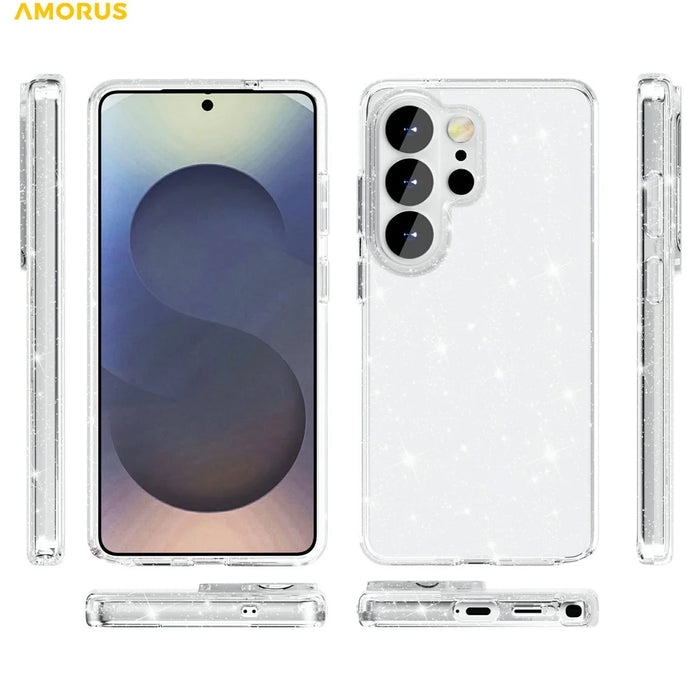 AMORUS For Samsung Galaxy S26 Ultra Case Soft TPU Hard PC Back Shockproof Phone Cover - Glitter White - 3