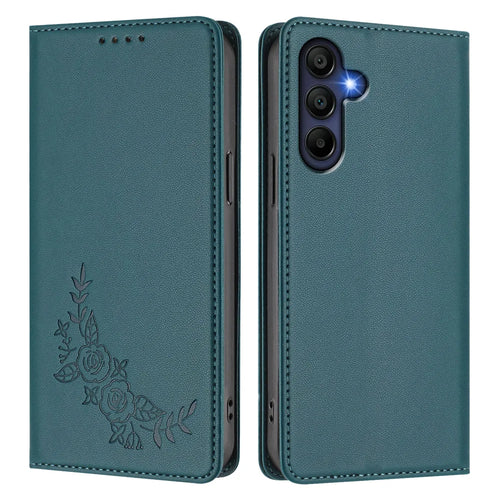 For Samsung Galaxy A16 4G / Galaxy A16 5G Wallet Stand Case Peony Flower Pattern TPU PU Leather Flip Cover - Green - 1