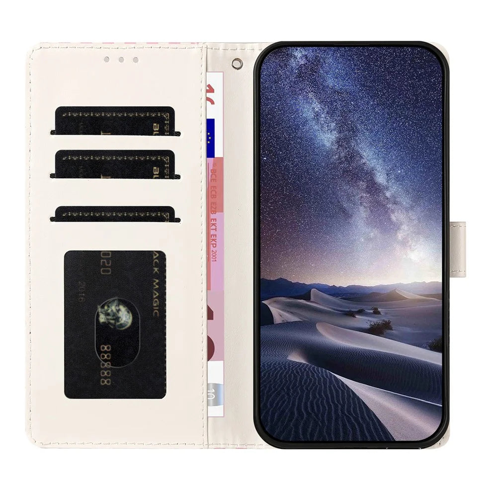 For iPhone 18 Pro Max / 17 Pro Max Wallet Case Vintage Stripes Leather Stand Flip Phone Cover with Wrist Strap - Purple - 2