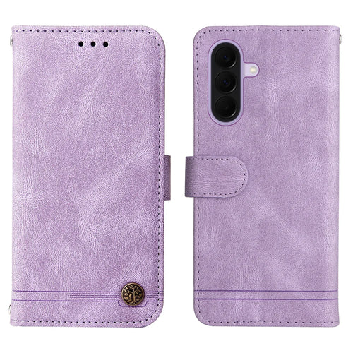 For Samsung Galaxy A27 5G Leather Wallet Cases Skin Touch Phone Cover Stand with Strap - Purple - 1