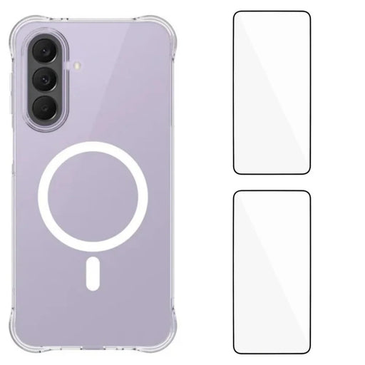 WANLONFENG for Samsung Galaxy A36 5G  WL1 Series 2.0mm Magnetic Case Clear TPU Phone Back Cover with 2Pcs Screen Films - Transparent - 1