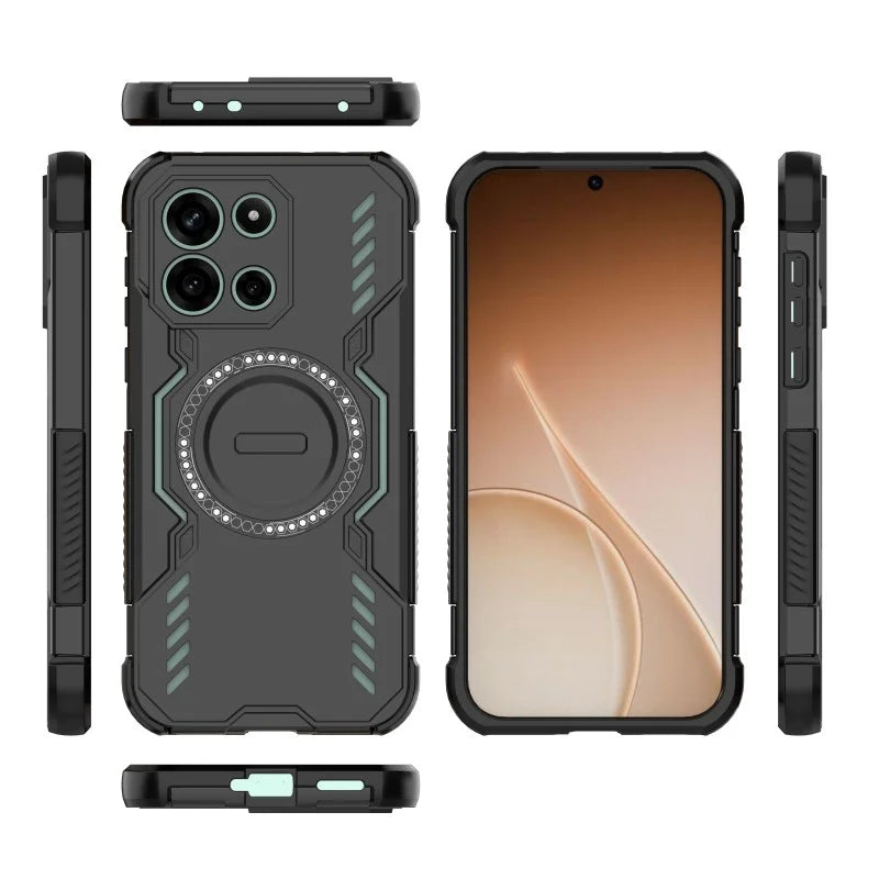 WANLONFENG for OnePlus Turbo 6 5G Magnetic Case  DJ Series PC TPU Phone Cover with 2Pcs Tempered Glass Film - Black - 2
