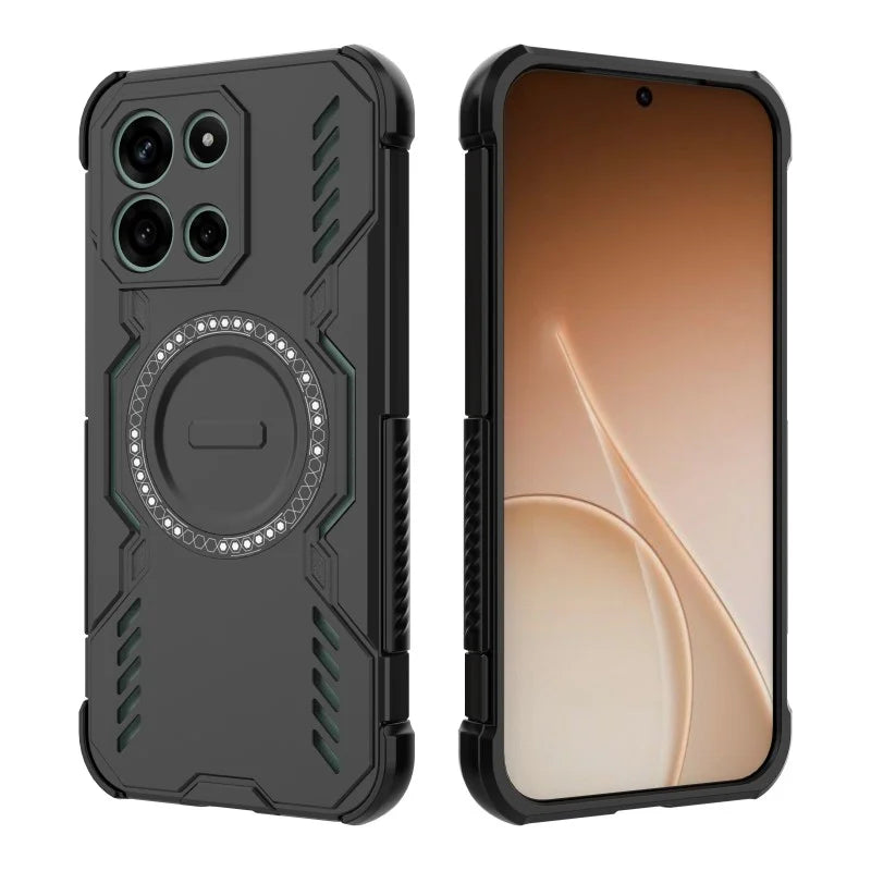 WANLONFENG for OnePlus Turbo 6 5G Magnetic Case  DJ Series PC TPU Phone Cover with 2Pcs Tempered Glass Film - Black - 3