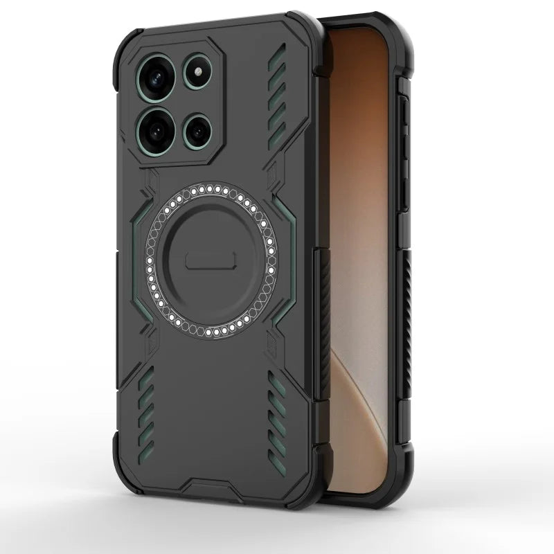 WANLONFENG for OnePlus Turbo 6 5G Magnetic Case  DJ Series PC TPU Phone Cover with 2Pcs Tempered Glass Film - Black - 4