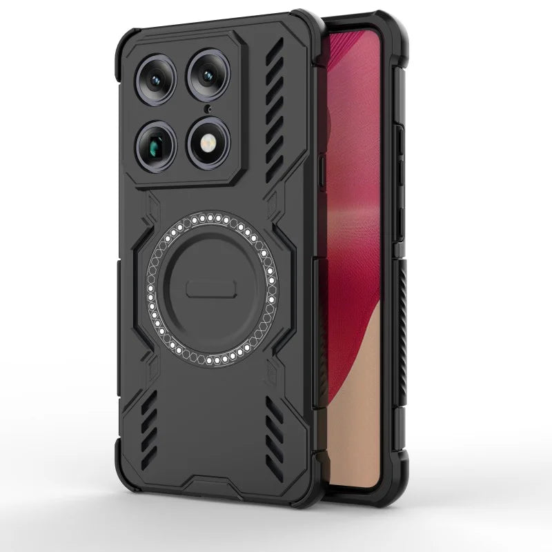 WANLONFENG for Motorola Moto X70 Air Pro 5G / Motorola Signature 5G Magnetic Case  DJ Series PC TPU Phone Cover with 2Pcs Tempered Glass Film - Black - 2