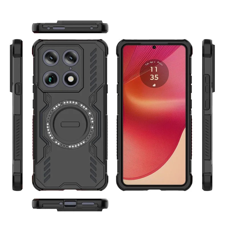 WANLONFENG for Motorola Moto X70 Air Pro 5G / Motorola Signature 5G Magnetic Case  DJ Series PC TPU Phone Cover with 2Pcs Tempered Glass Film - Black - 3