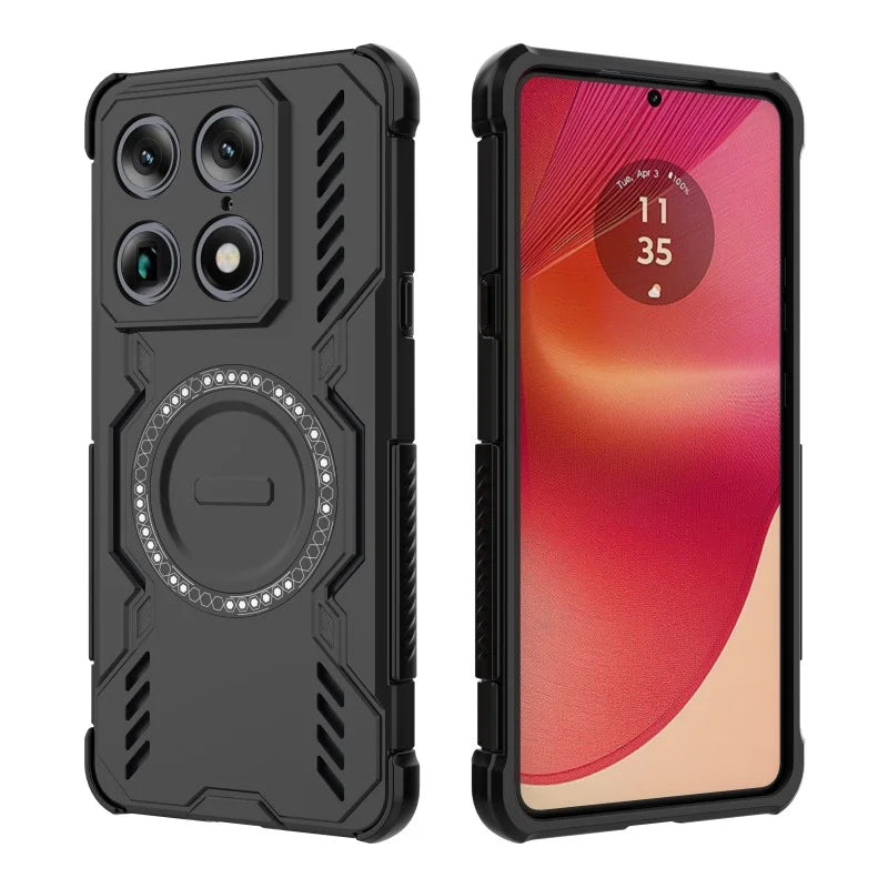 WANLONFENG for Motorola Moto X70 Air Pro 5G / Motorola Signature 5G Magnetic Case  DJ Series PC TPU Phone Cover with 2Pcs Tempered Glass Film - Black - 4