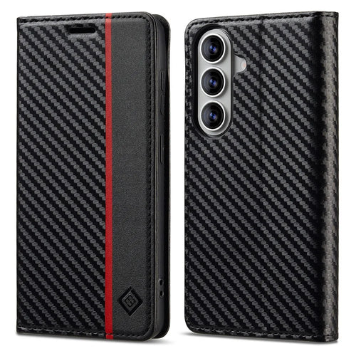 LC.IMEEKE For Samsung Galaxy A27 5G Wallet Case Carbon Fiber Texture Leather Phone Cover - Vertical Stripe - 1