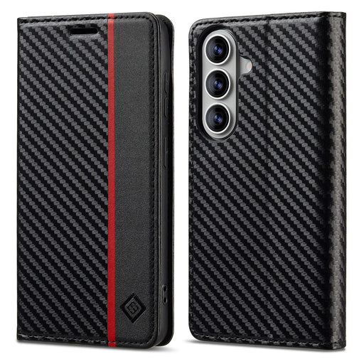 LC.IMEEKE For Samsung Galaxy A27 5G Wallet Case Carbon Fiber Texture Leather Phone Cover - Vertical Stripe - 1
