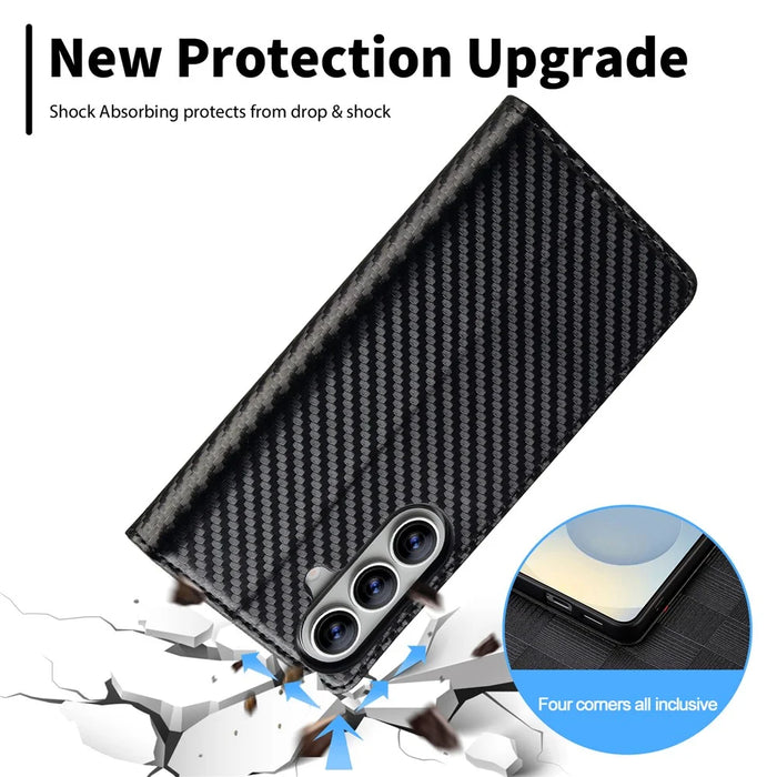LC.IMEEKE For Samsung Galaxy A27 5G Wallet Case Carbon Fiber Texture Leather Phone Cover - Vertical Stripe - 4