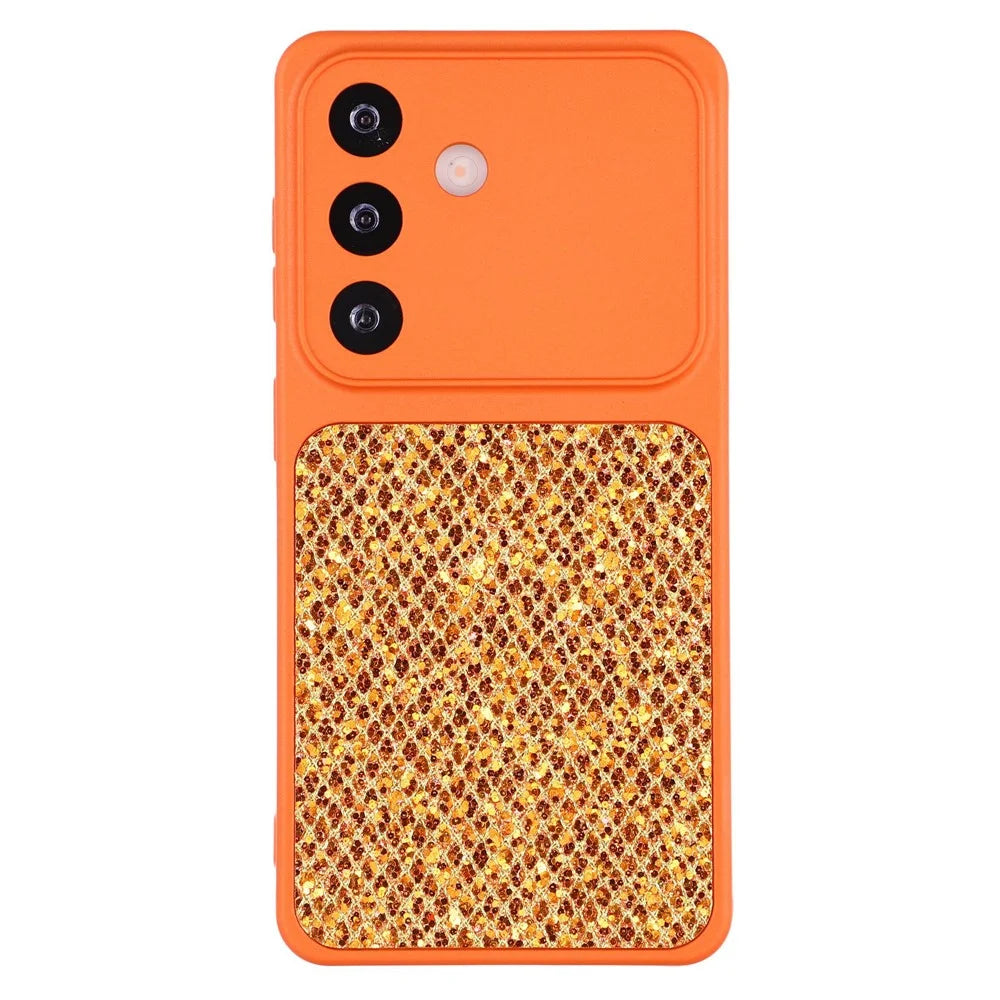 For Samsung Galaxy S25+ Case Diamond Glitter TPU Shockproof Cover - Orange - 1