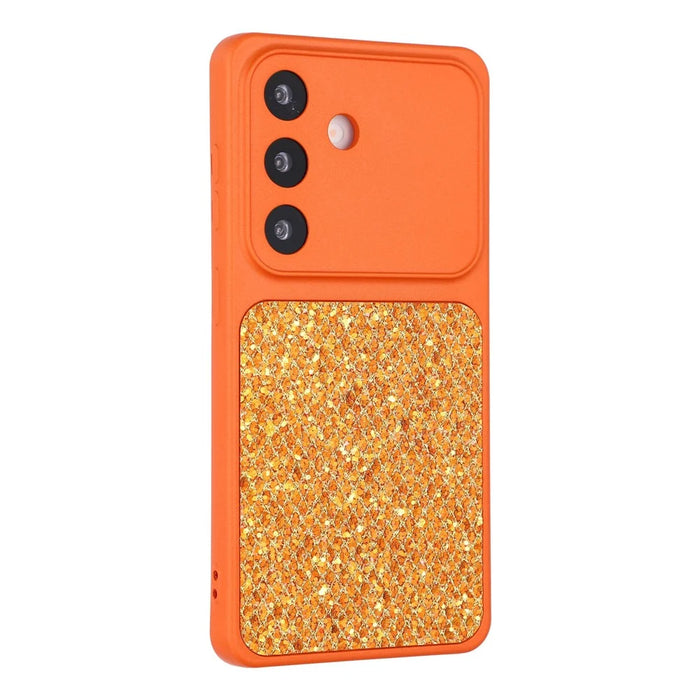 For Samsung Galaxy S25+ Case Diamond Glitter TPU Shockproof Cover - Orange - 4