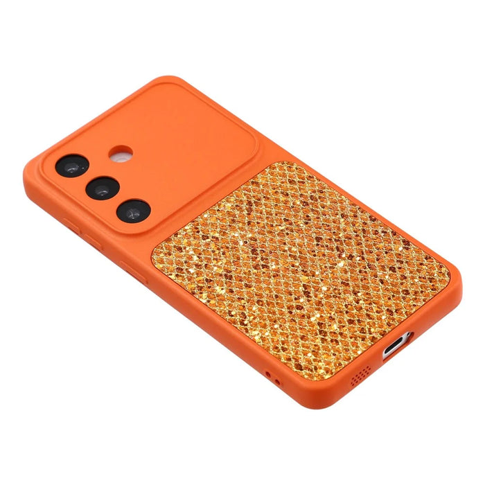 For Samsung Galaxy S25+ Case Diamond Glitter TPU Shockproof Cover - Orange - 5
