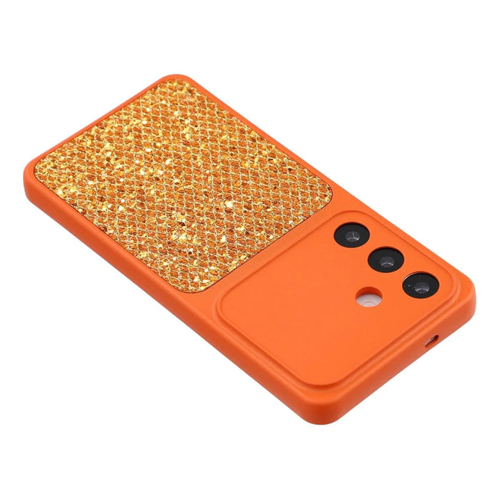 For Samsung Galaxy S25+ Case Diamond Glitter TPU Shockproof Cover - Orange - 6