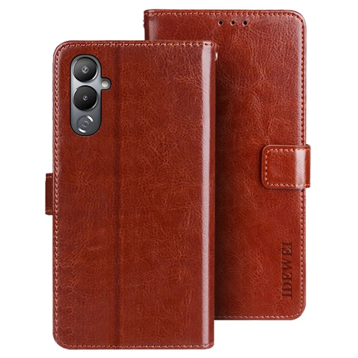 IDEWEI For TECNO Pova 4 4G Overall Coverage PU Leather Flip Stand Wallet Cover Crazy Horse Texture Phone Protective Case - Brown - 1