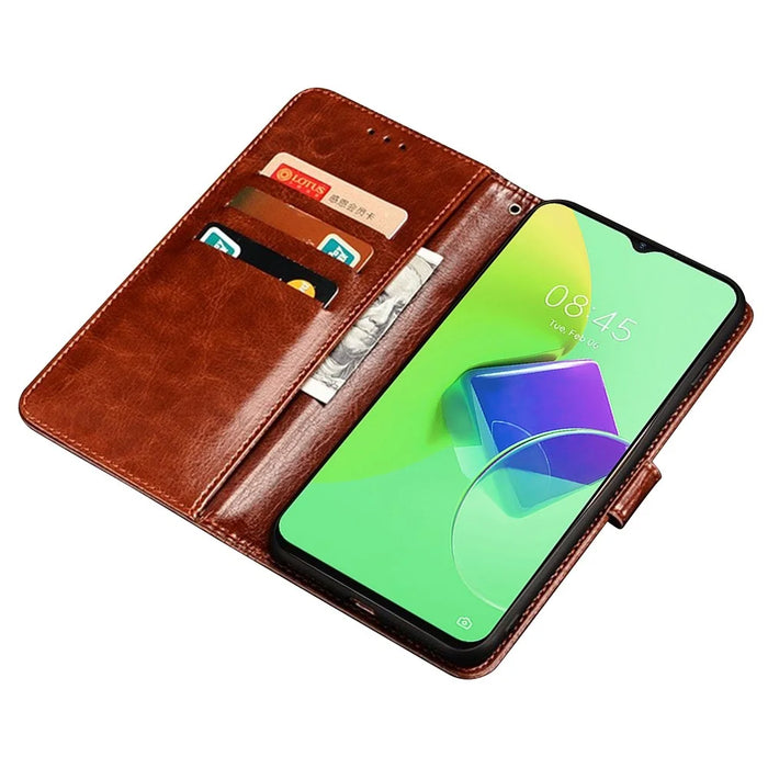 IDEWEI For TECNO Pova 4 4G Overall Coverage PU Leather Flip Stand Wallet Cover Crazy Horse Texture Phone Protective Case - Brown - 2