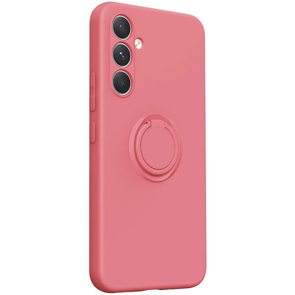 For Samsung Galaxy A27 5G Silicone Case with Strap Ring Kickstand Phone Cover - Red - 3