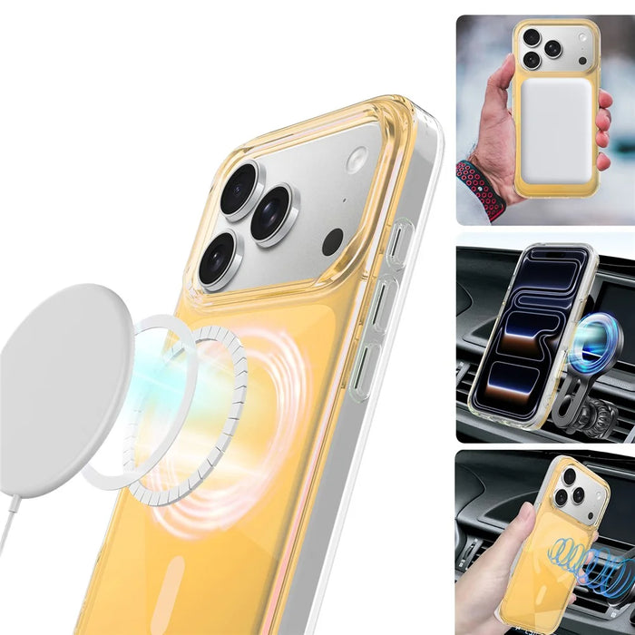 For iPhone 17 Pro Max Case Compatible with MagSafe Neon Gradient TPU+PC Shockproof Phone Cover - Gold - 3