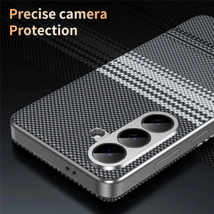 For Samsung Galaxy A37 5G Case Card Slot View Window Gradient Color Checkered Pattern Leather Phone Cover - Black - 6
