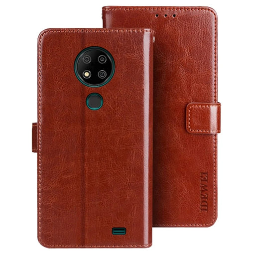 IDEWEI For Oukitel C19 / C19 Pro Book Style PU Leather Flip Stand Wallet Cover Crazy Horse Texture Phone Protective Case - Brown - 1