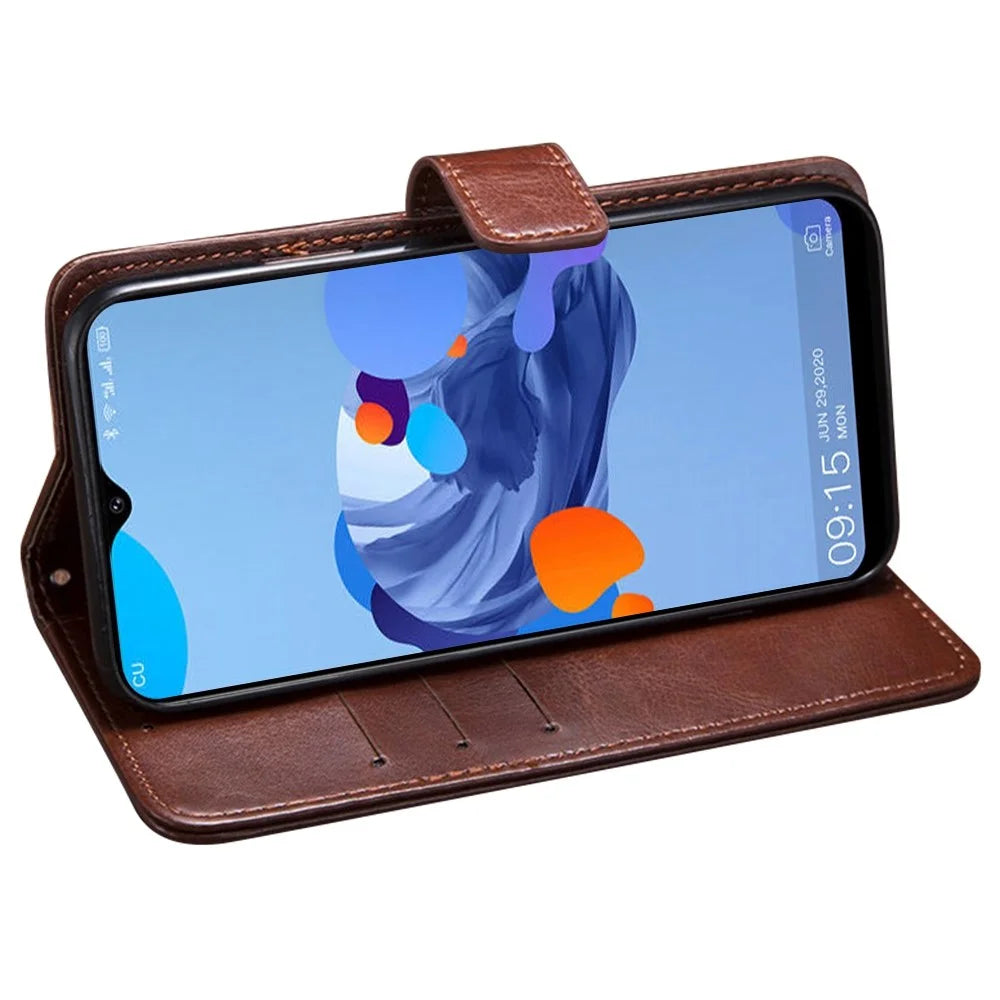 IDEWEI For Oukitel C19 / C19 Pro Book Style PU Leather Flip Stand Wallet Cover Crazy Horse Texture Phone Protective Case - Brown - 3