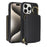 For iPhone 15 Pro Max Zipper Wallet Case Litchi Texture Leather Back Phone Cover with Metal Ring Holder - Black - 1