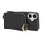 For iPhone 16 Zipper Wallet Case Litchi Texture Leather Back Phone Cover with Metal Ring Holder - Black - 5