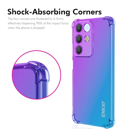 ENKAY for Realme 15x (India) 5G / Realme C85 5G TPU Case   Thickened Four Corner Drop-proof Phone Back Cover - Purple / Blue - 2