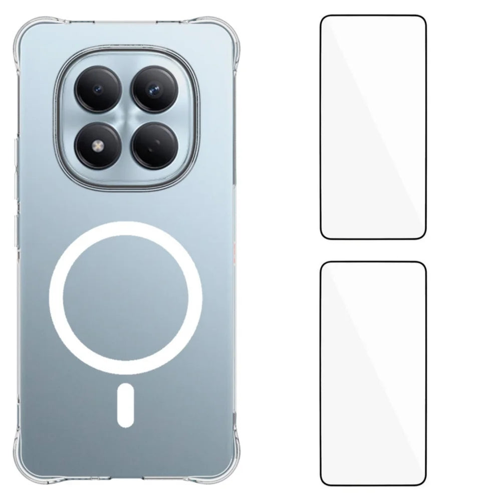 WANLONFENG for Xiaomi Redmi Note 15 Pro 5G (Global) WL1 Series 2.0mm Magnetic Case Clear TPU Phone Back Cover with 2Pcs Screen Films - Transparent - 1