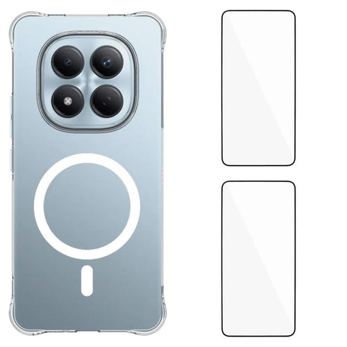 WANLONFENG for Xiaomi Redmi Note 15 Pro 5G (Global) WL1 Series 2.0mm Magnetic Case Clear TPU Phone Back Cover with 2Pcs Screen Films - Transparent - 1