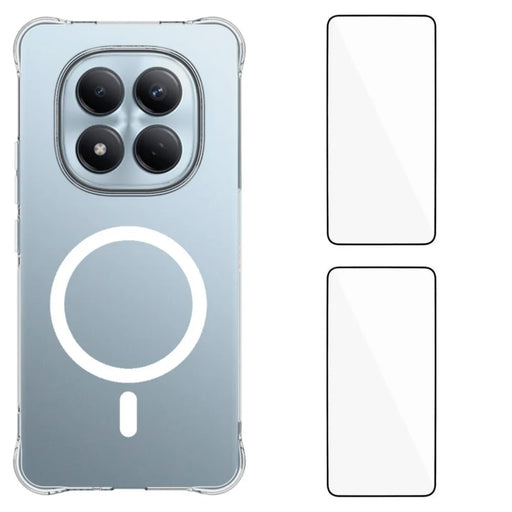 WANLONFENG for Xiaomi Redmi Note 15 5G (Global) / Xiaomi Poco M8 5G WL1 Series 2.0mm Magnetic Case Clear TPU Phone Back Cover with 2Pcs Screen Films - Transparent - 1