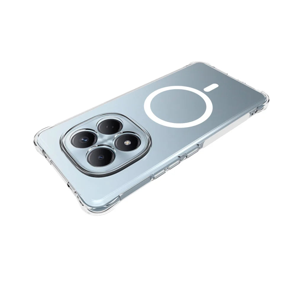 WANLONFENG for Xiaomi Redmi Note 15 4G (Global) WL1 Series 2.0mm Magnetic Case Clear TPU Phone Back Cover with 2Pcs Screen Films - Transparent - 3