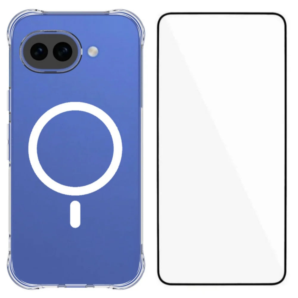 WANLONFENG for Google Pixel 10a WL2 Series 2.0mm Magnetic Case Clear TPU Phone Back Cover with Screen Films - Transparent - 1