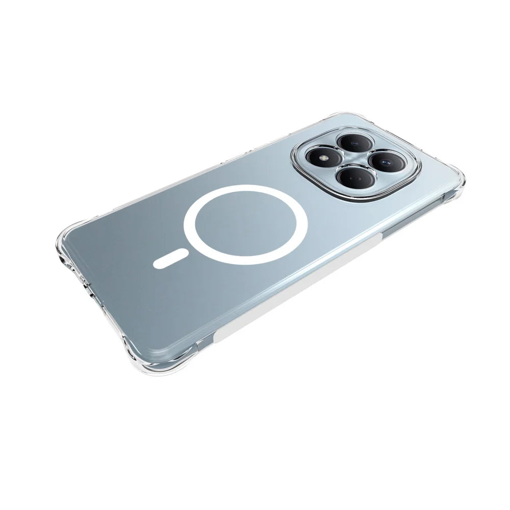 WANLONFENG for Xiaomi Redmi Note 15 4G (Global) WL2 Series 2.0mm Magnetic Case Clear TPU Phone Back Cover with Screen Films - Transparent - 4