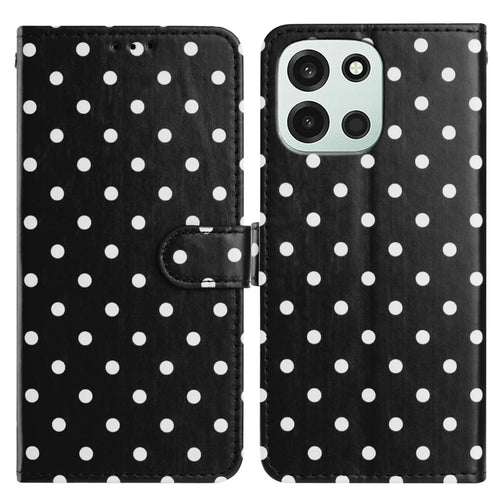 For OnePlus Nord 6 5G / Turbo 6V 5G / Turbo 6 5G  Leather Case Polka Dot Pattern Wallet Stand Folio Phone Cover - Black - 1