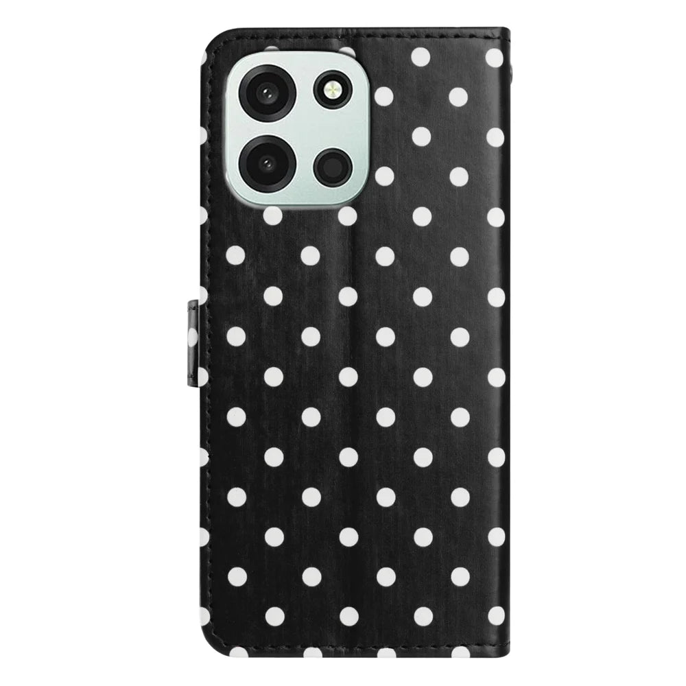 For OnePlus Nord 6 5G / Turbo 6V 5G / Turbo 6 5G  Leather Case Polka Dot Pattern Wallet Stand Folio Phone Cover - Black - 2