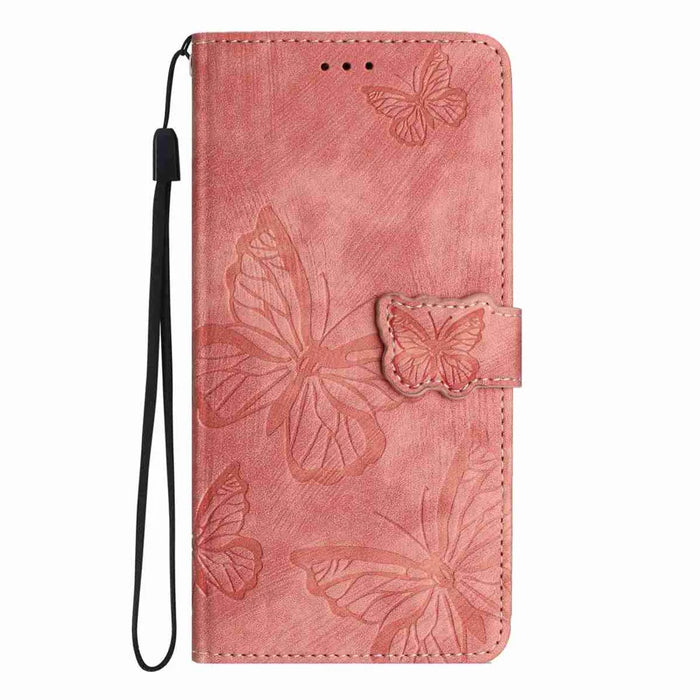 For Google Pixel 11 Pro Case Butterfly Design Flip Wallet Leather Phone Cover Skin-Touch - Pink - 3