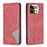 For Realme 16 Pro+ 5G Case Card Slots Geometry Imprint Leather Phone Cover - Red - 1