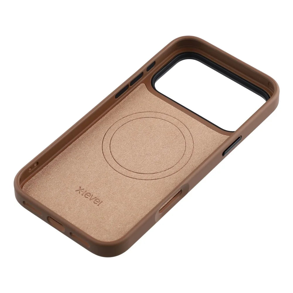 X-LEVEL for iPhone 17 Pro Max Magnetic Case Ultra Slim PC TPU Phone Cover - Brown - 6