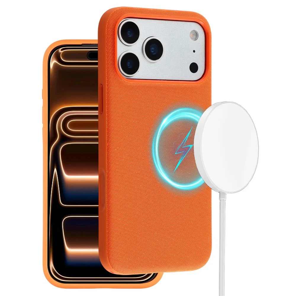 X-LEVEL For iPhone 17 Pro Max Case Compatible with MagSafe Tech Fabric Coated TPU + PC Phone Cover - Orange - 1