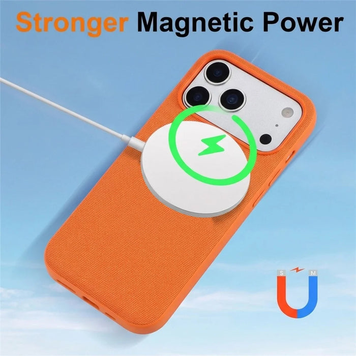 X-LEVEL For iPhone 17 Pro Max Case Compatible with MagSafe Tech Fabric Coated TPU + PC Phone Cover - Orange - 2