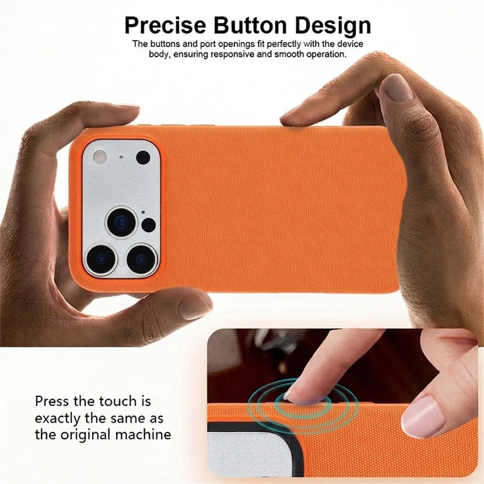X-LEVEL For iPhone 17 Pro Max Case Compatible with MagSafe Tech Fabric Coated TPU + PC Phone Cover - Orange - 5