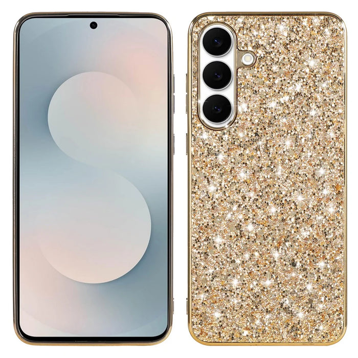 For Samsung Galaxy A37 5G Case Electroplating TPU + PC Sparkling Glitter Phone Back Cover - Gold - 1