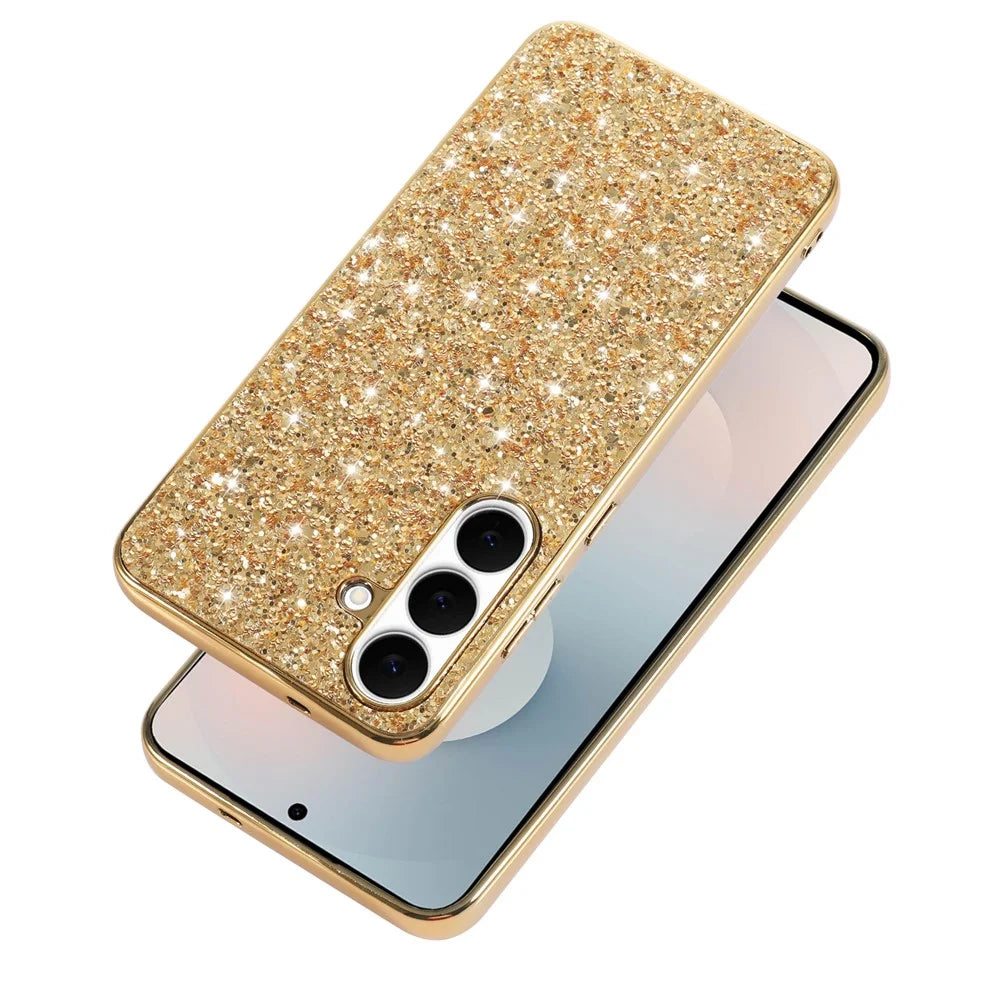 For Samsung Galaxy A57 5G Case Electroplating TPU + PC Sparkling Glitter Phone Back Cover - Gold - 4