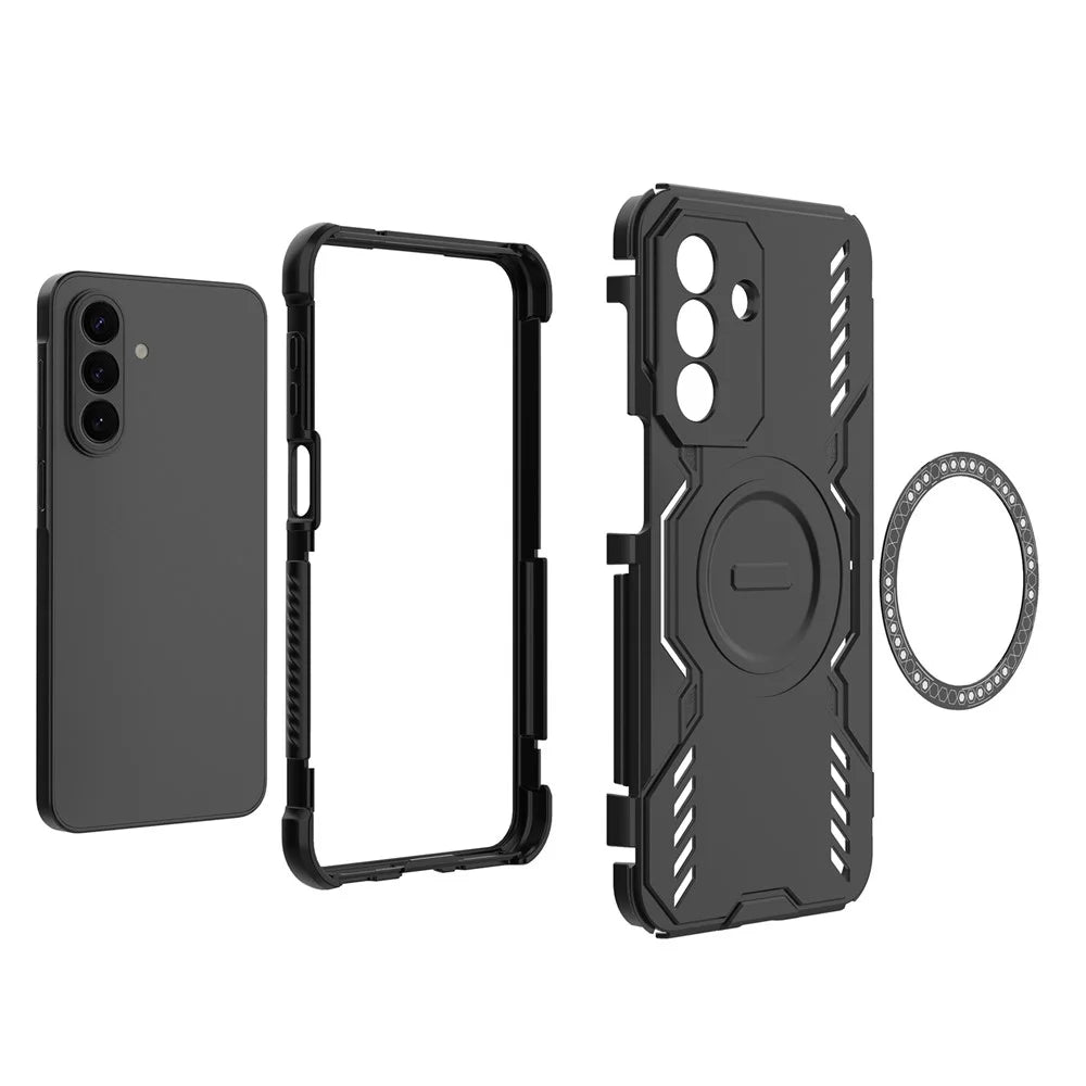 For Samsung Galaxy A27 5G Magnetic Case Butterfly Armor Hollow Heat Dissipation PC + TPU Phone Cover - Black - 2