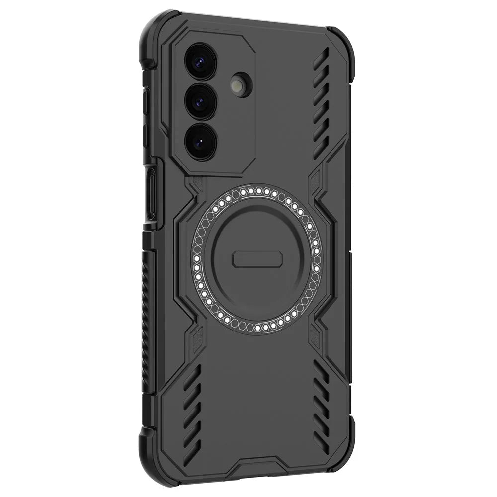 For Samsung Galaxy A27 5G Magnetic Case Butterfly Armor Hollow Heat Dissipation PC + TPU Phone Cover - Black - 4