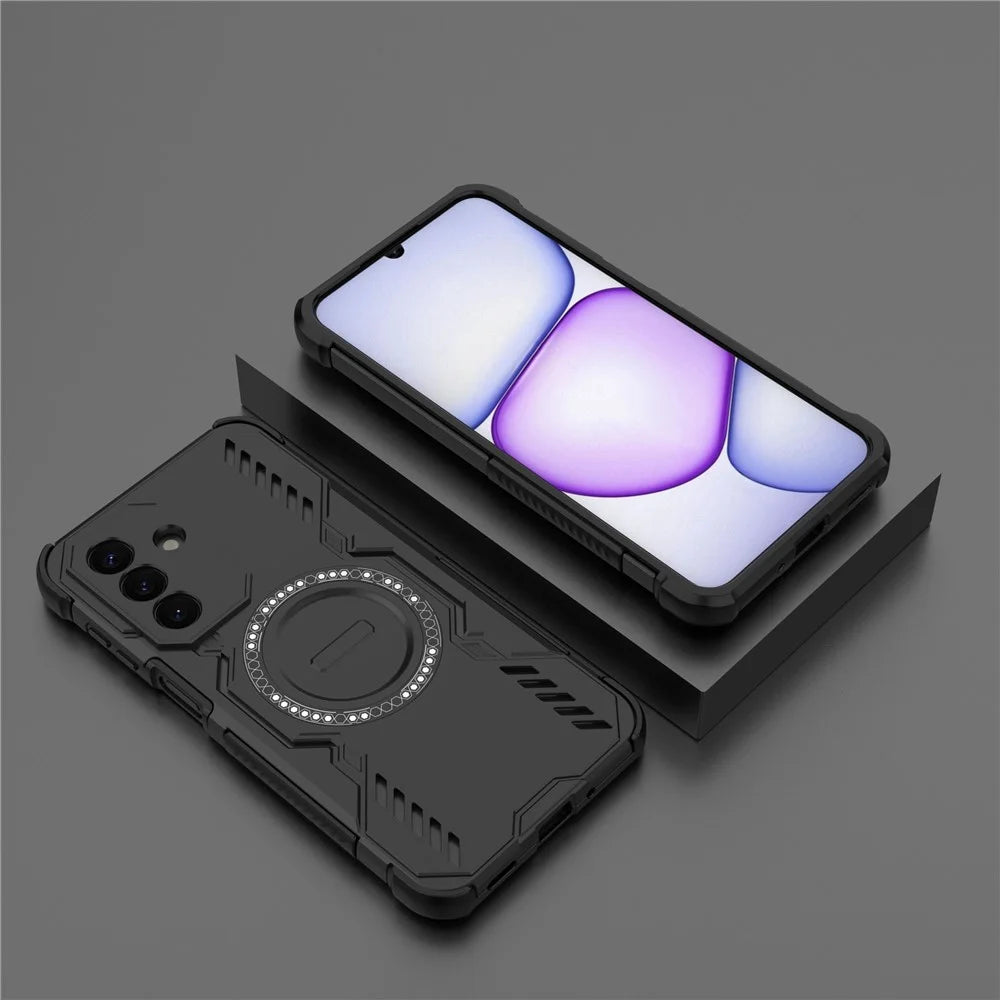 For Samsung Galaxy A27 5G Magnetic Case Butterfly Armor Hollow Heat Dissipation PC + TPU Phone Cover - Black - 6