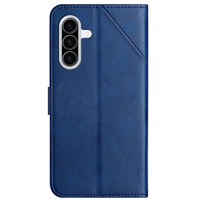 For Samsung Galaxy A27 5G Case Line Pattern Wallet Leather Phone Cover with Wrist Strap - Blue - 7