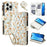 For iPhone 16 Pro Max Leather Case with Wrist Strap   /   Shoulder Strap Rhombic Floral Pattern Zipper Wallet Phone Cover - A3 - 1