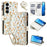 For Samsung Galaxy S25 FE Leather Case with Wrist Strap   /   Shoulder Strap Rhombic Floral Pattern Zipper Wallet Phone Cover - A3 - 1